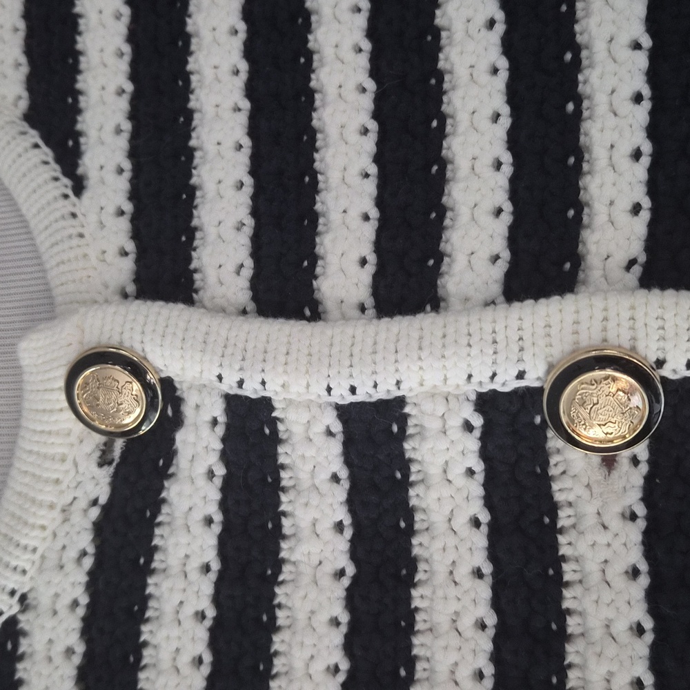 NWT Ba&sh Bash Gaspard Tweed Cardigan Jacket in Ecru Black Stripe 4 size XL - Picture 6 of 9
